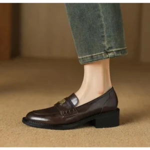 Platform Shoe Women Oxfords Heels Ladies Square Toe School Lolita Leather Shoes Female JK Uniform Thick Sole Shoes Zapatos Mujer